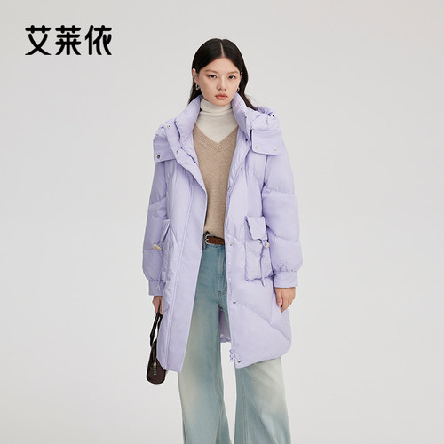艾莱依长款简约温柔羽绒服