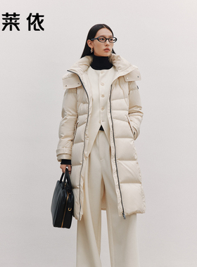 艾莱依致感系列羽绒服新款摩登时尚气质系带收腰连帽通勤上班外套
