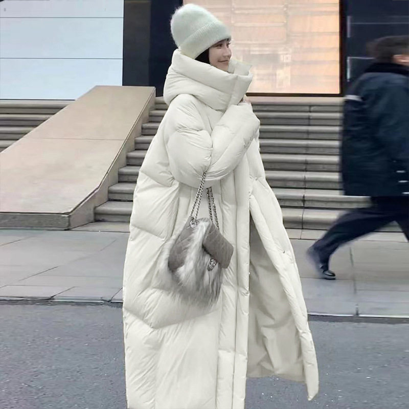 羽绒服高充绒量新款冬季女鸭绒平湖工厂高级感外套长款批发HD