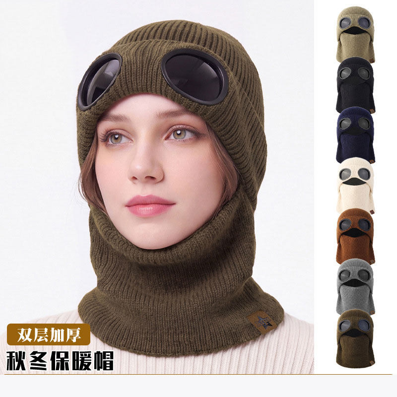 欧美外贸冬季针织帽男女通用围脖帽子