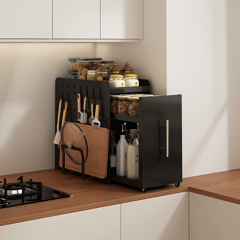 厨房置物架多层家用桌面调料架省空间多功能台面刀架抽拉式储物架