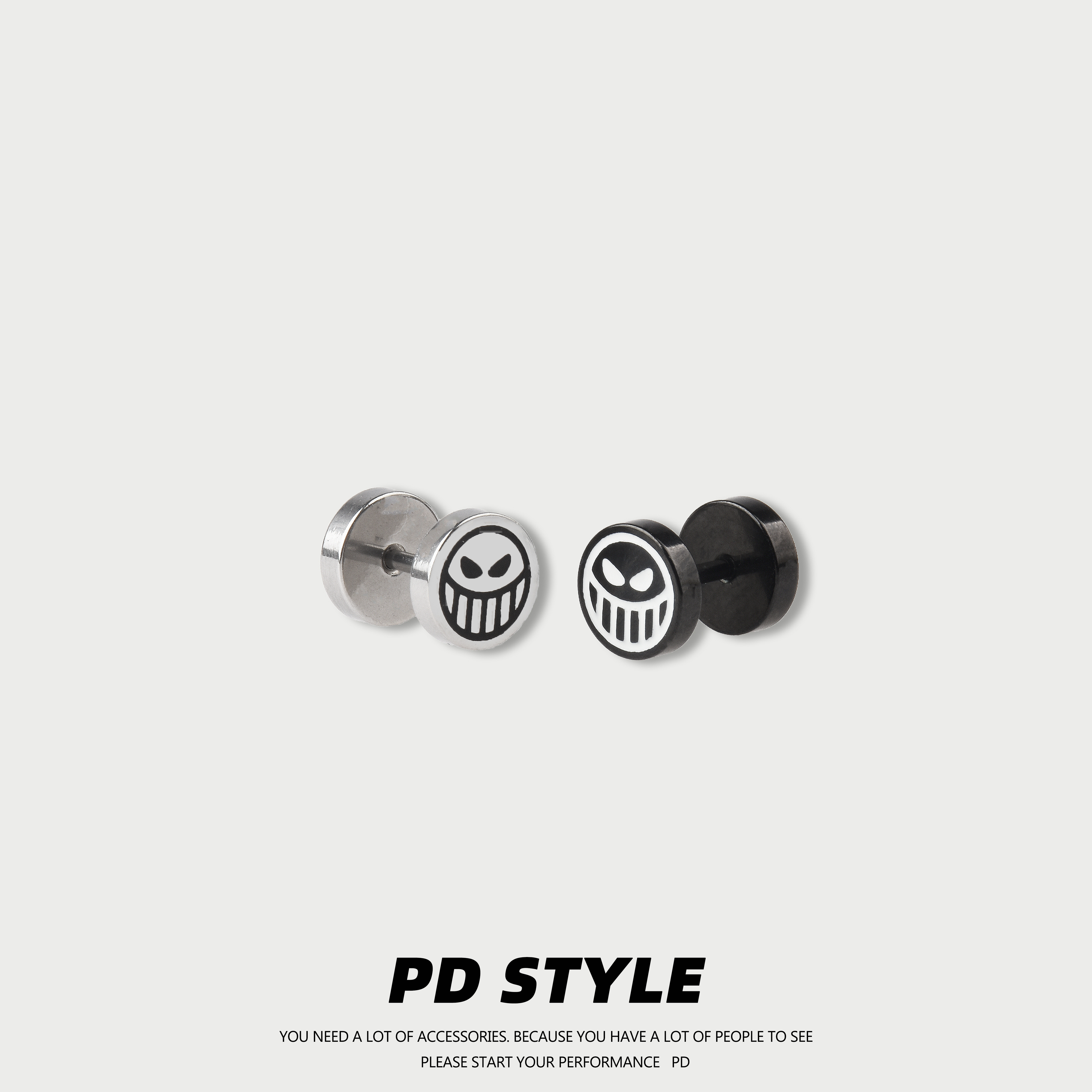 海贼王艾斯黑白笑脸耳钉