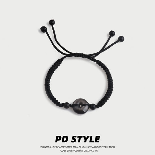 国风平安扣银耀石手工编织