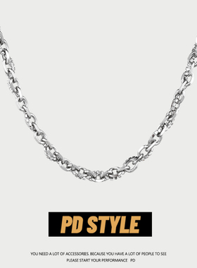 PDSTYLE 简约百搭高级感满钻缠绕链条项链男潮ins嘻哈钛钢配饰女