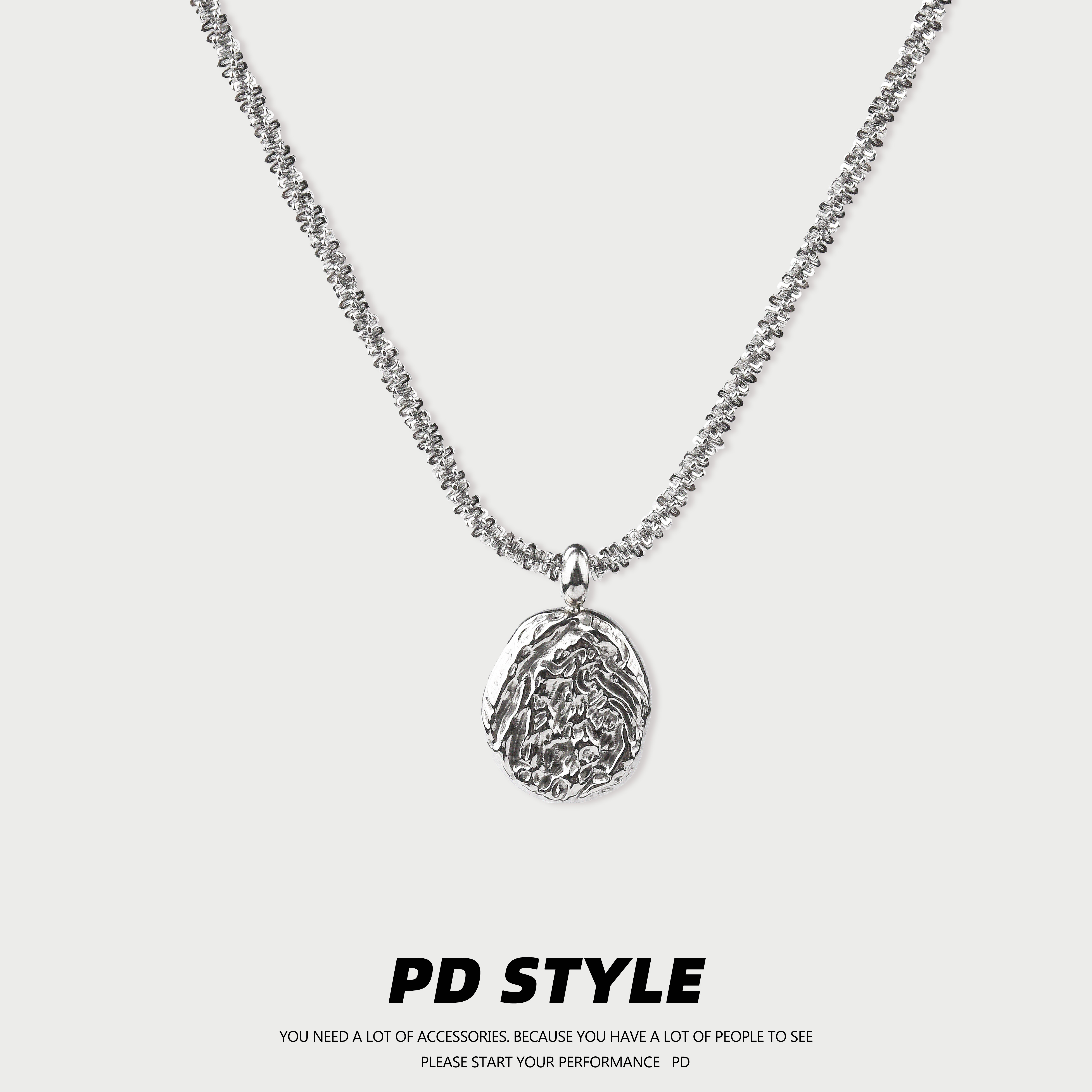 日韩小众波光粼粼椭圆肌理项链