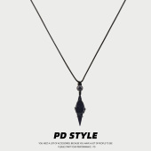 PDSTYLE 「夜星空」黑曜蓝砂石菱形项链男女生高级感编制挂绳礼物