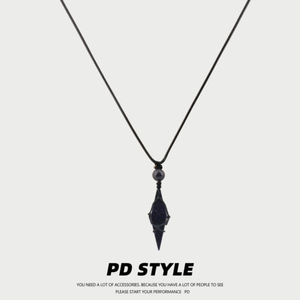 PDSTYLE 「夜星空」黑曜蓝砂石菱形项链男女生高级感编制挂绳礼物