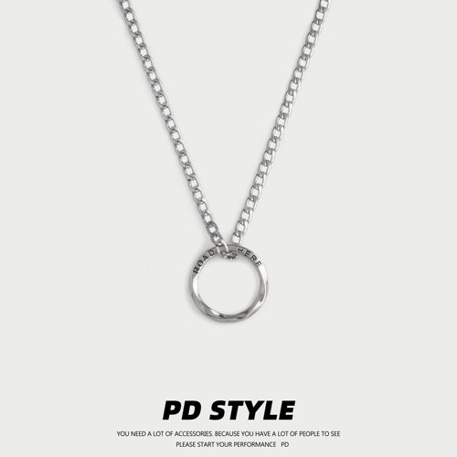 莫比乌斯环字母宽版钛钢项链