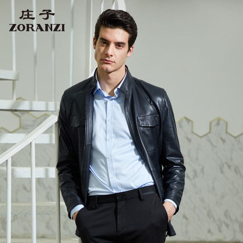 ZORANZI庄子立领休闲男皮衣夹克