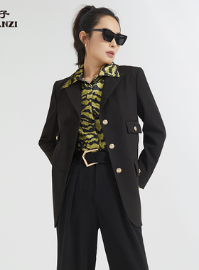 ZORANZI庄子女士春秋简约通勤长袖黑色显瘦西装西服外套WAR33409
