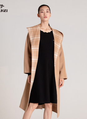 ZORANZI庄子女秋冬羊毛中长款气质通勤连帽大衣休闲外套WPM41115