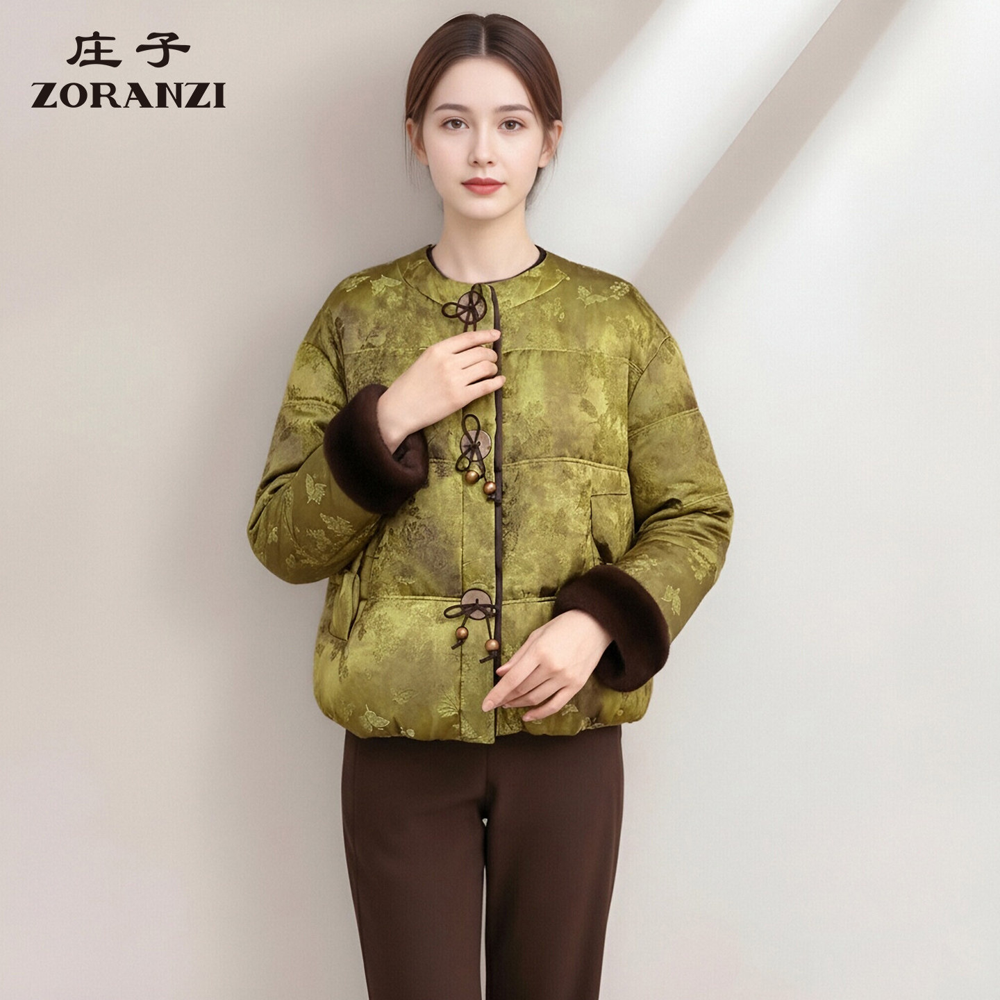 ZORANZI 庄子女装冬季短款羽绒服女士优雅新中式保暖外套WEU4282Y
