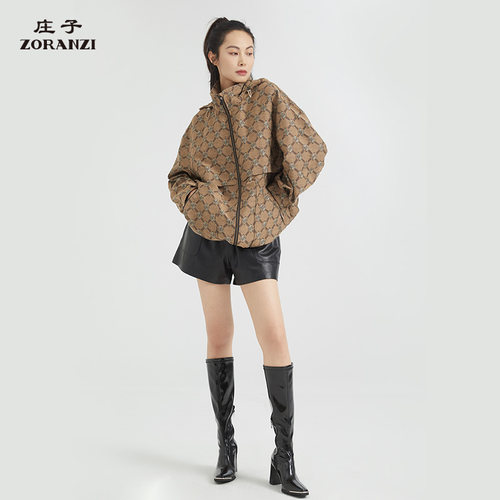 ZORANZI庄子休闲短款连帽风衣