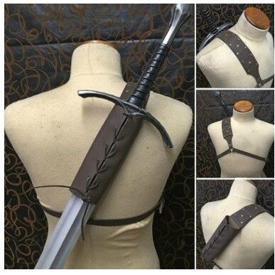 中世纪复古剑套刀套肩背带剑鞘后背仿皮刀鞘单剑游侠装扮cosplay图片