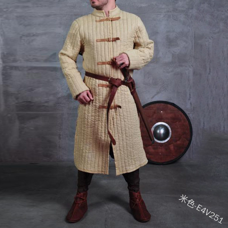 男士外贸立领长袍中世纪民族棉服复古武士文艺复兴演出cos冬季