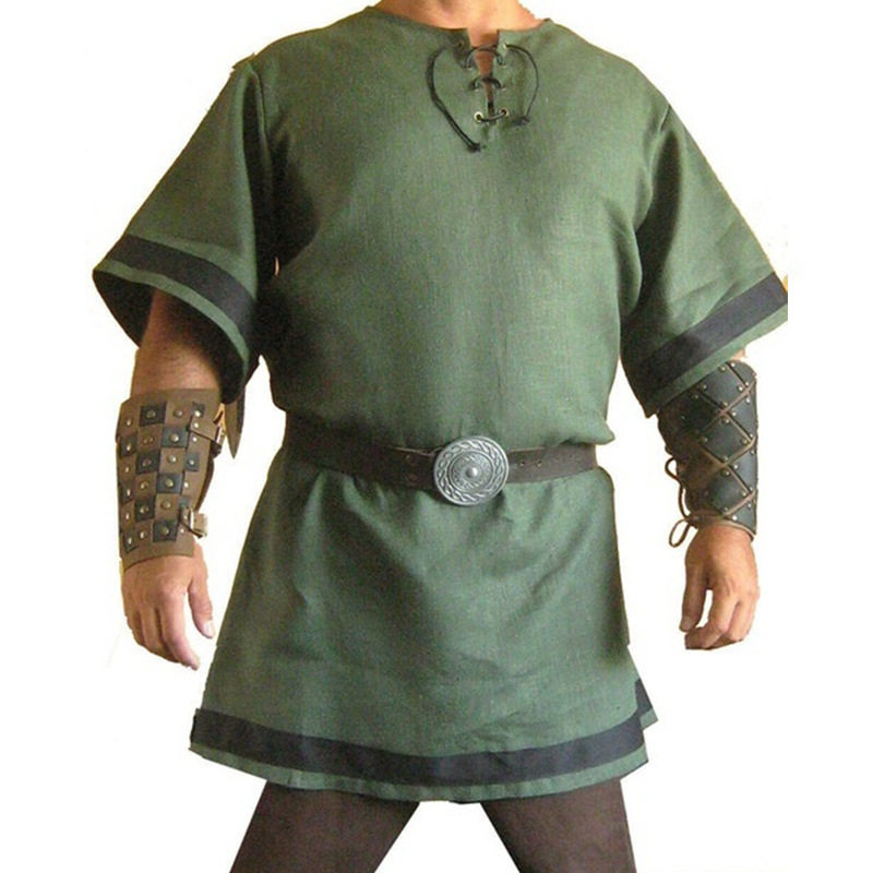 万圣节维京中世纪文艺复兴时期短袖上衣cosplay服装演出服t恤大码