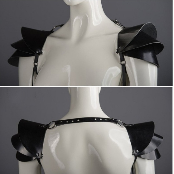 肩甲复古中世纪武士 黑色肩膀肩章束缚带走秀cosplay肩饰女男皮甲