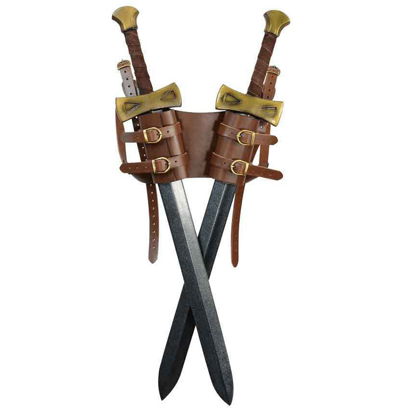 风中世纪 文艺复古风 双把武器背带 PU皮质 刀剑鞘 户外击剑