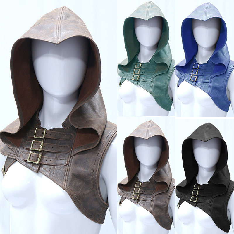 中世纪帽衫帽子斗篷cosplay复古维京护肩动漫展道具武士骑士男女