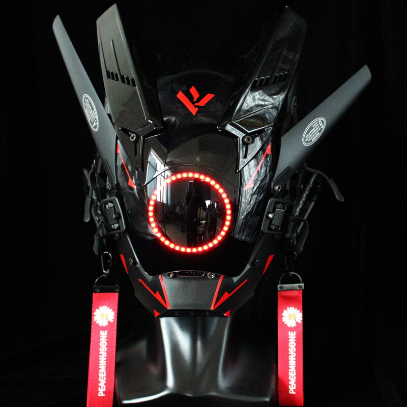 赛博朋克面具武士cosplay科幻装备机械头盔万圣节派对音乐节道具