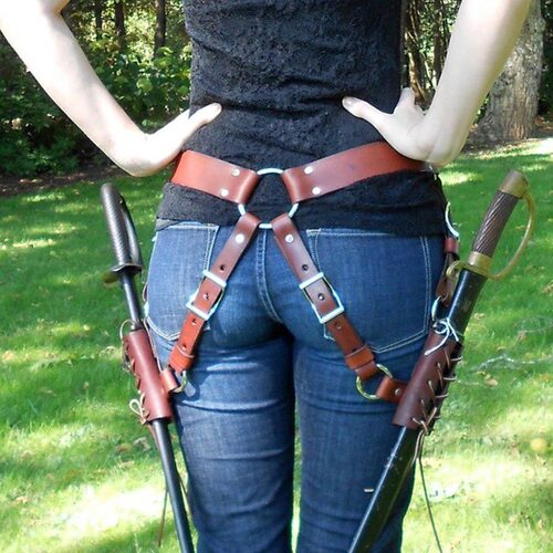 中世纪复古腰带cosplay骑士武器服装皮带双剑鞘套刀鞘文艺复兴胯
