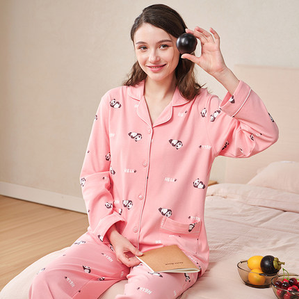 美标睡衣女春秋款纯棉长袖2025新款中年妈妈家居服套装可外穿