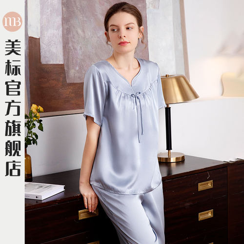美标真丝桑蚕丝睡衣套装礼盒