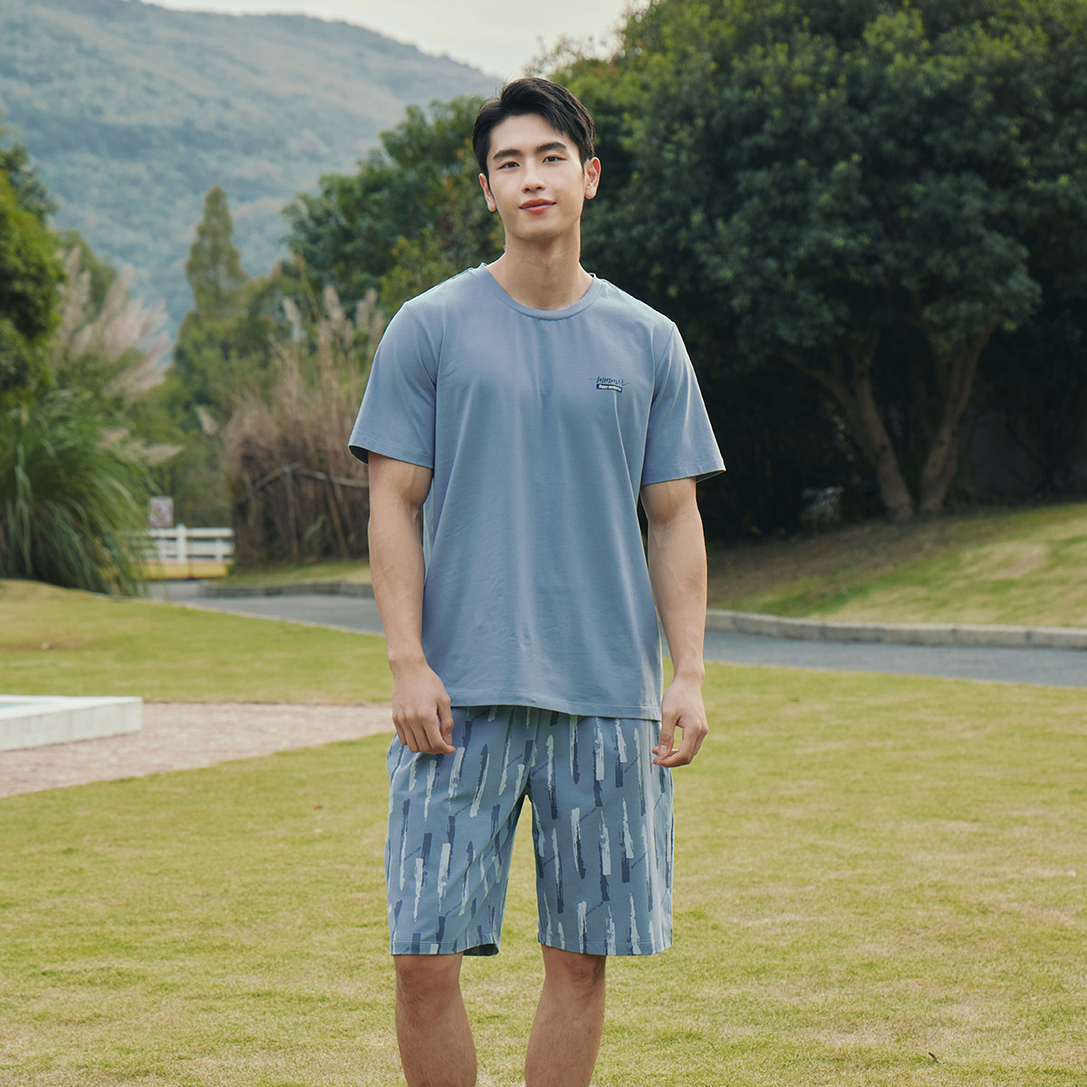 美标男士夏季棉睡衣套装凉感图片
