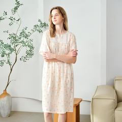 美标官方旗舰店睡裙女夏季短袖宽松妈妈家居服睡衣薄款棉纱可外穿