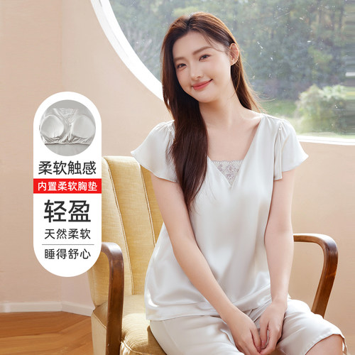 美标2025夏季女士短袖七分裤睡衣