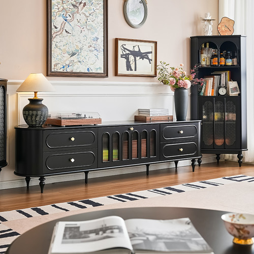 吉森木业法式复古风下翻门电视柜