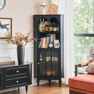 法式复古转角柜客厅沙发墙角90度扇形收纳柜子高端拐角置物餐边柜