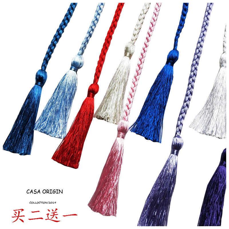编织流苏汉服紫色裙子腰带女皮带蝴蝶结绳子配连衣裙装饰腰链腰绳