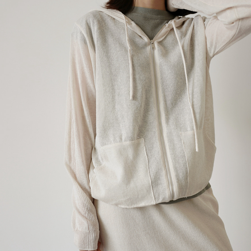 莱赛尔拉链连帽开衫垂感针织防晒