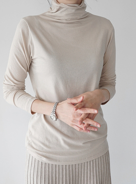 T190韩国女装新品2025柔软堆领高领秋冬女修身长袖套头女打底衫