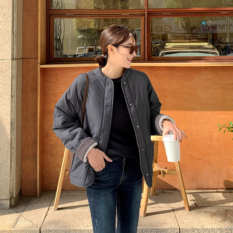 韩国女装新品羊羔绒内里长袖外套