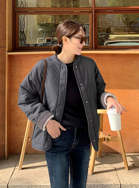 韩国女装新羊羔绒内里保暖宽松秋冬女长袖棉服外套防泼水风衣D34