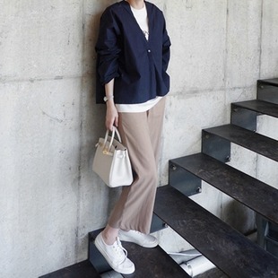 女风衣衬衫 2025设计感简约宽松V领春夏长袖 薄上衣 新品 F18韩国女装