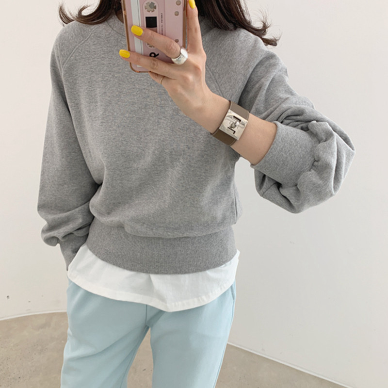 韩国女装新款套头纯色打底卫衣