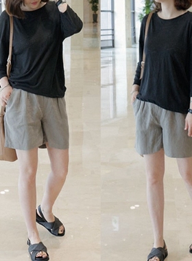 k1017韩国女装2025热卖推荐亚麻简约宽松休闲直筒夏女短裤宋慧乔