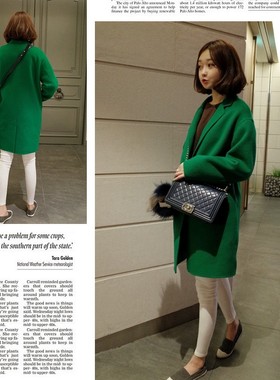 k425西装领通勤新品推荐韩国进口气质绿羊毛简约OL毛呢外套大衣