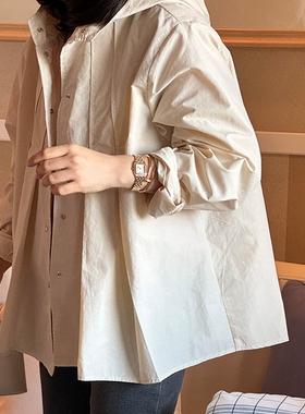 F82好品质韩国女装戴帽长袖压褶A型宽松春夏女风衣外套显瘦