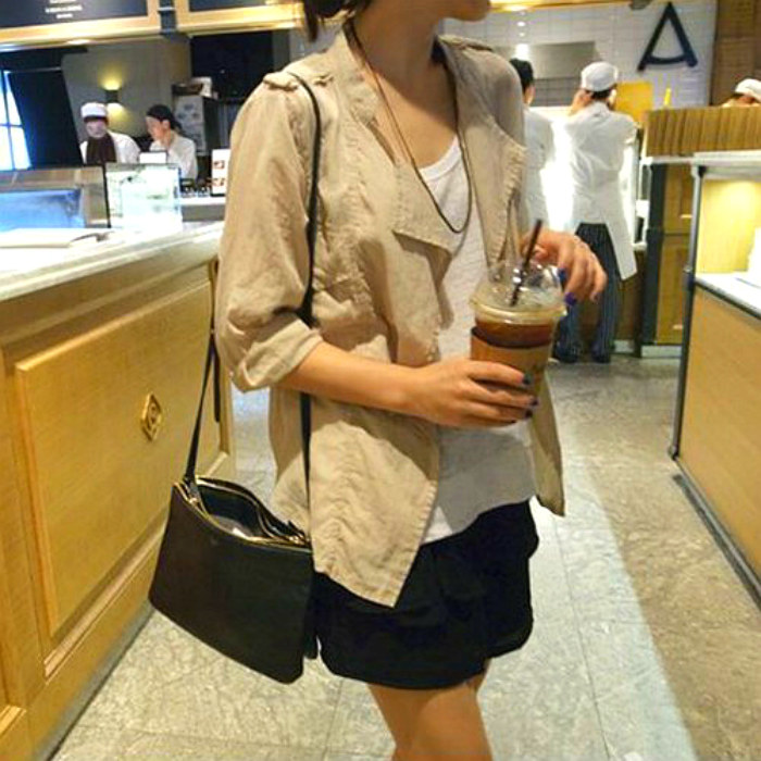 k968韩国女装新品2026春夏薄薄棉凉爽七分袖小短款夹克式衬衫防晒