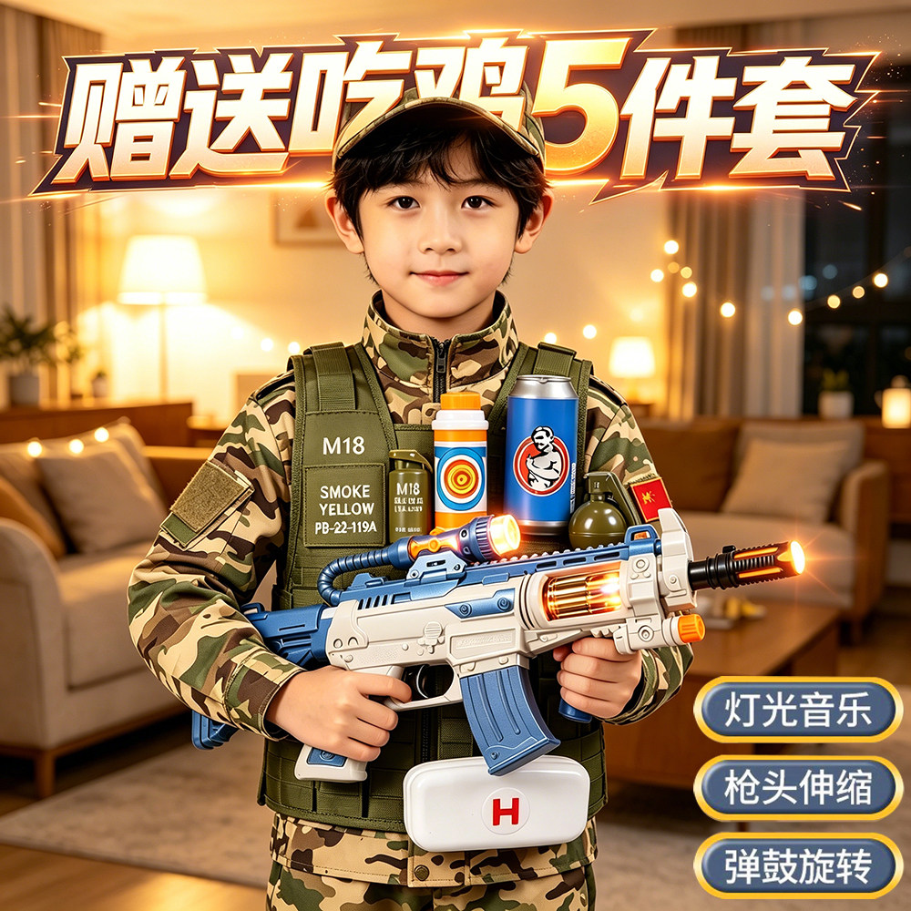 伸缩振动旋转声光仿真玩具枪