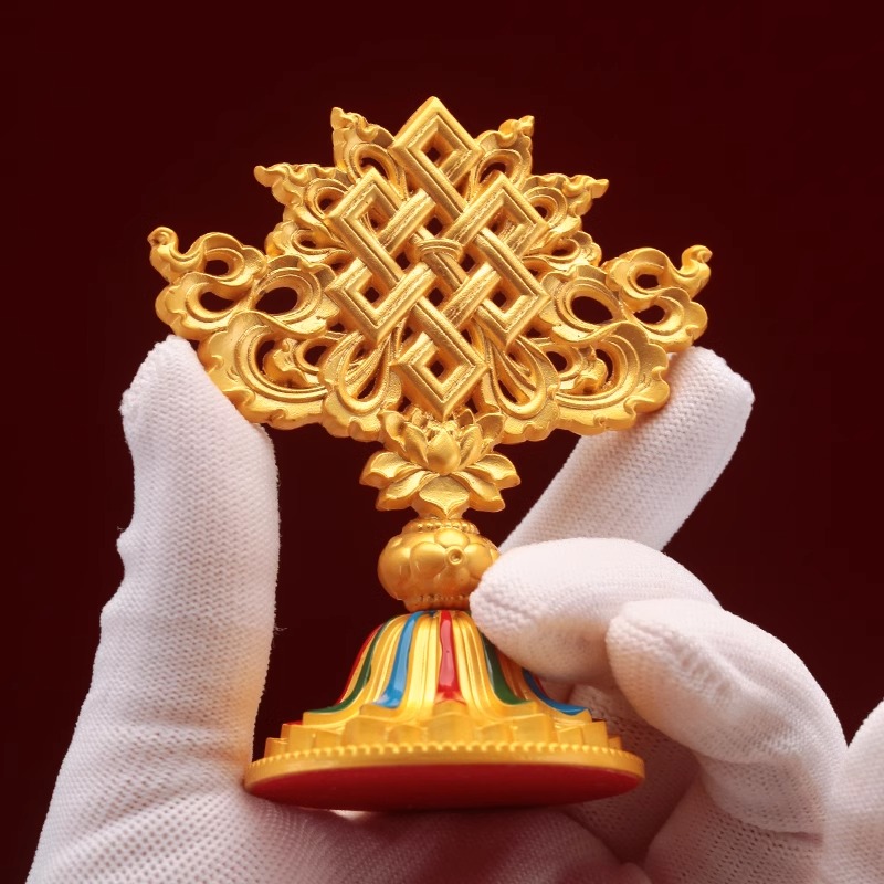 迷你八吉祥摆件西藏式合金吉祥八宝供奉双色吉祥家用迷你小号9cm