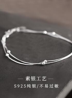 几何简约纯银手链女ins小众文艺气质情人节礼物送女友闺蜜