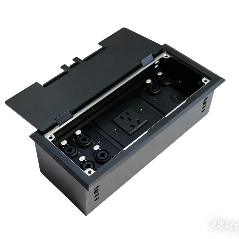 开启式多媒体地插 六位双用卡侬母 HDMI电源多功能地面插座