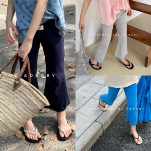 2025夏季女童韩版裤喇叭裤打底裤儿童宝宝九分裤子外穿休闲微喇裤