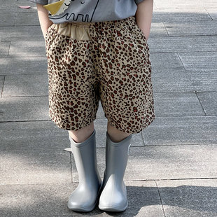 2024童装夏季新款韩版儿童夏装豹纹印花短裤男女童宝宝休闲裤子