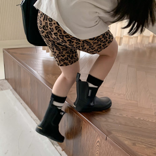 女童豹纹短裤打底裤行弹力裤洋气